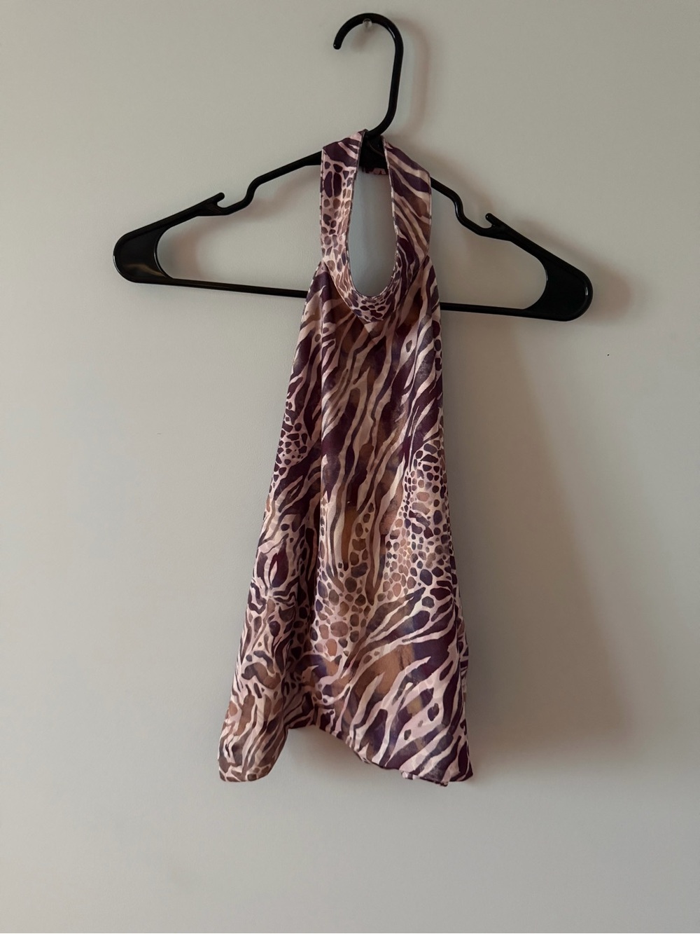 Sleeveless Halter Animal Print Top in Brown and Purple